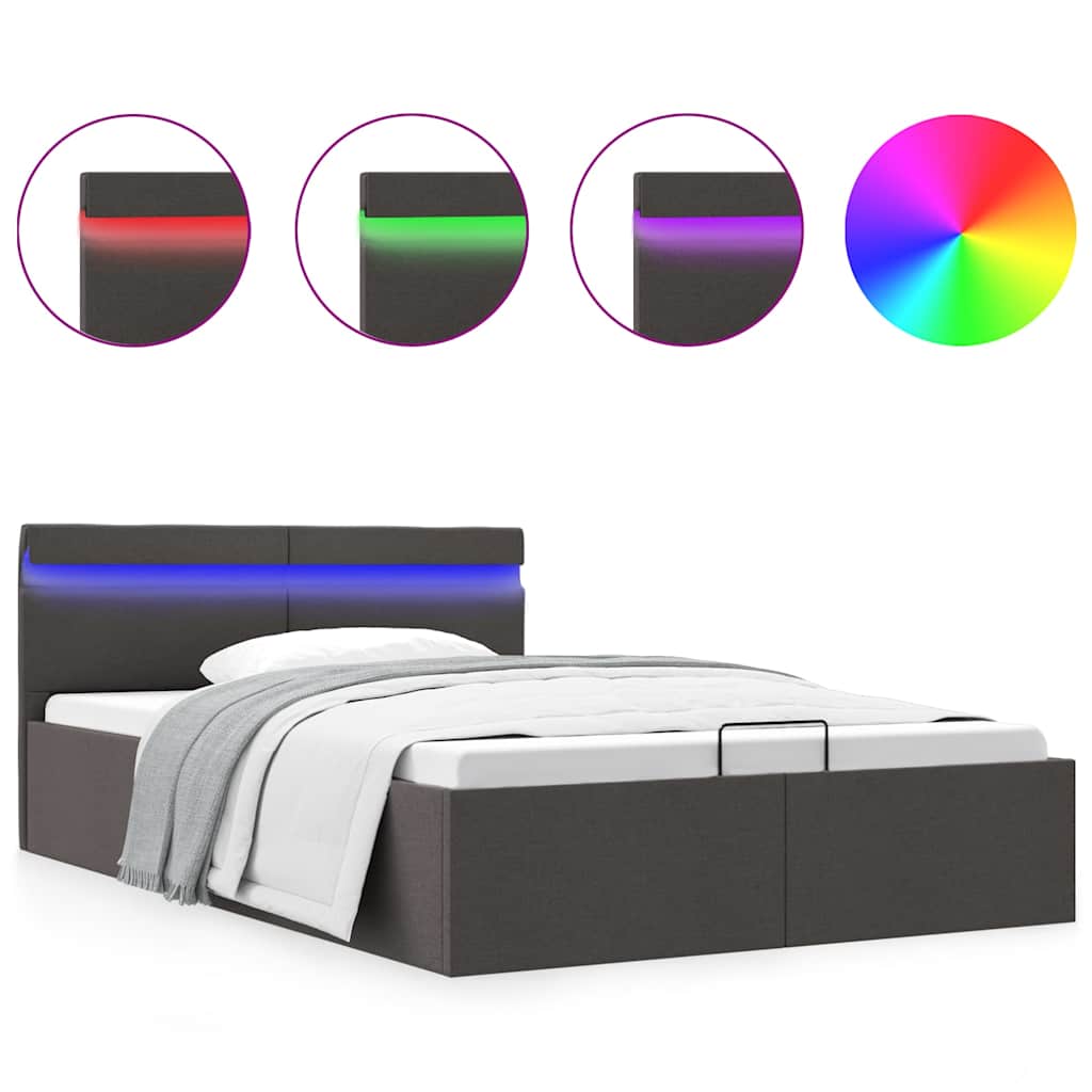Bett mit Bettkasten Hydraulisch LED Dunkelgrau Stoff 140x200 cm - Premium Betten & Bettgestelle - Just €475.57! Shop now at homesales4u