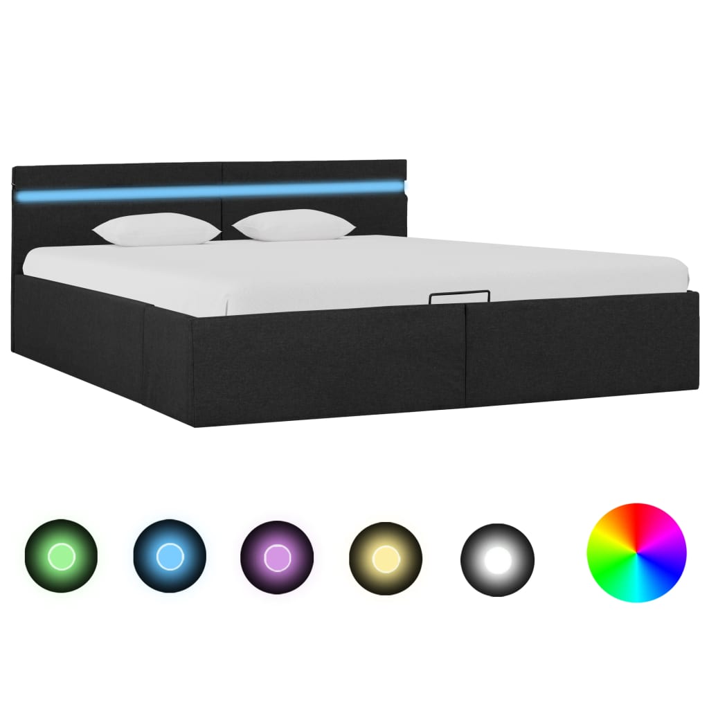 Bett mit Bettkasten Hydraulisch LED Dunkelgrau Stoff 180x200 cm - Premium Betten & Bettgestelle - Just €463.51! Shop now at homesales4u