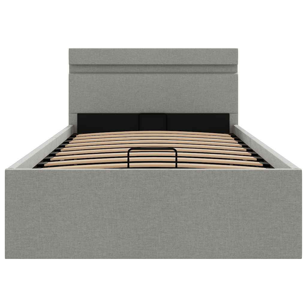 Bett mit Bettkasten Hydraulisch LED Hellgrau Stoff 90x200 cm - Premium Betten & Bettgestelle - Just €367.96! Shop now at homesales4u