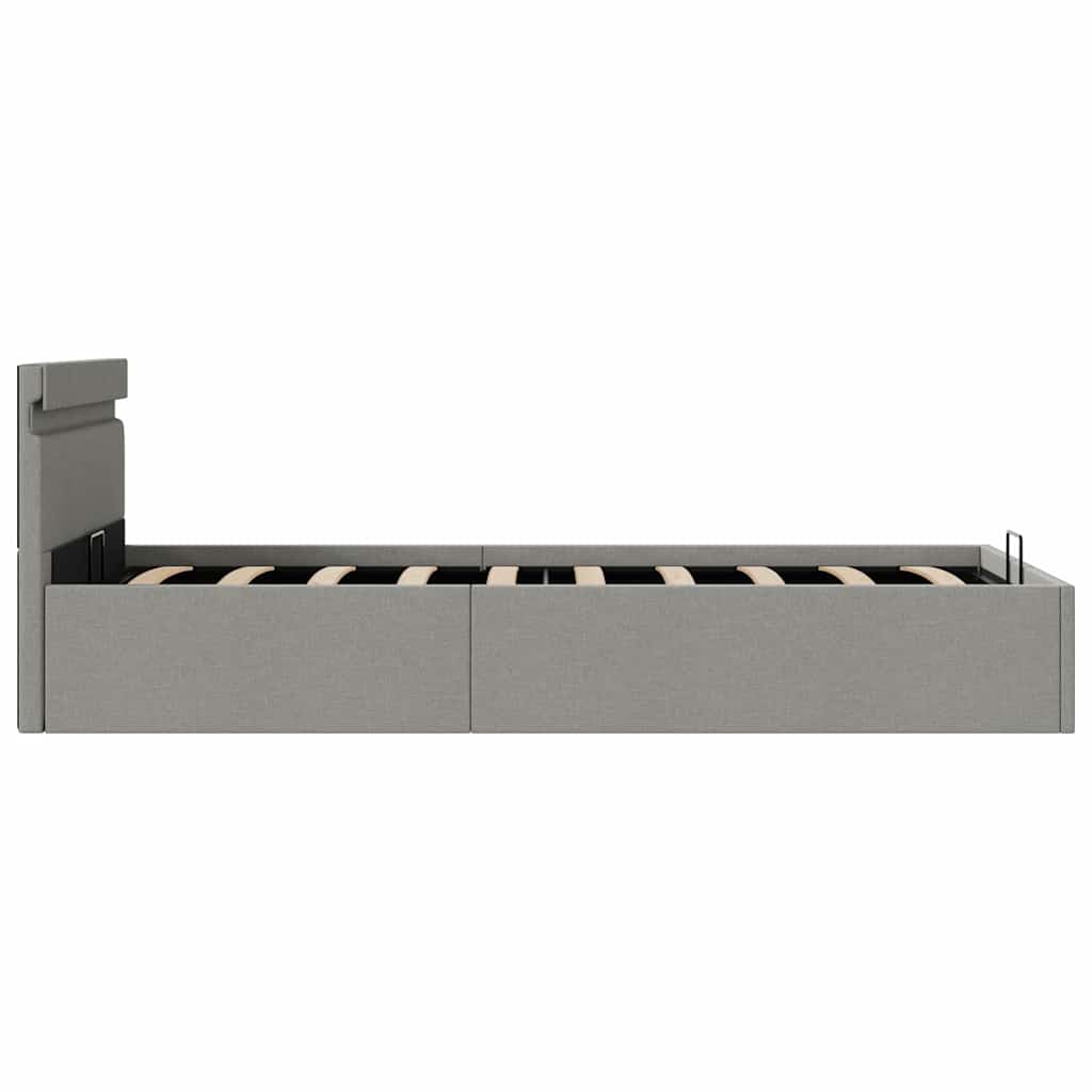 Bett mit Bettkasten Hydraulisch LED Hellgrau Stoff 90x200 cm - Premium Betten & Bettgestelle - Just €367.96! Shop now at homesales4u