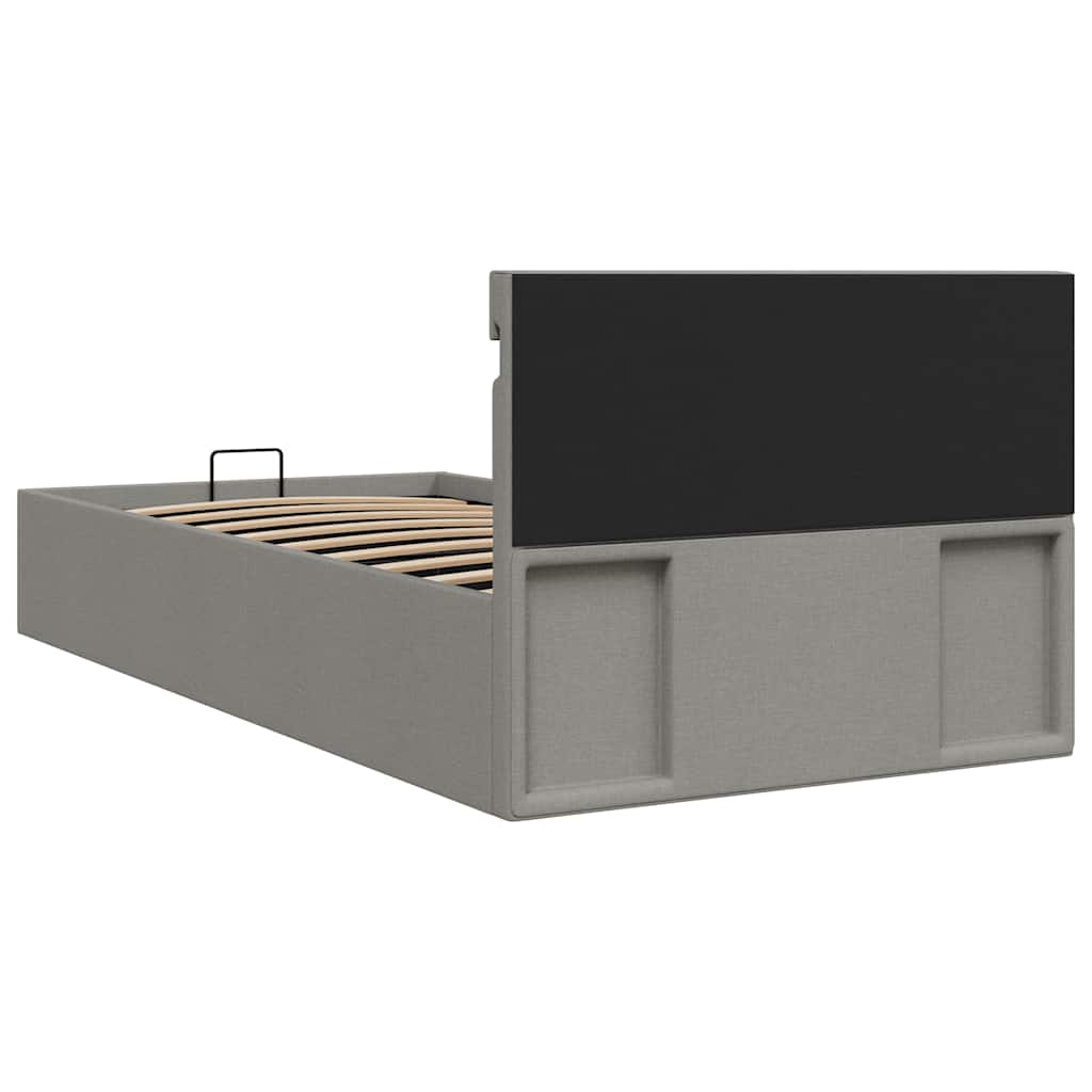 Bett mit Bettkasten Hydraulisch LED Hellgrau Stoff 90x200 cm - Premium Betten & Bettgestelle - Just €367.96! Shop now at homesales4u