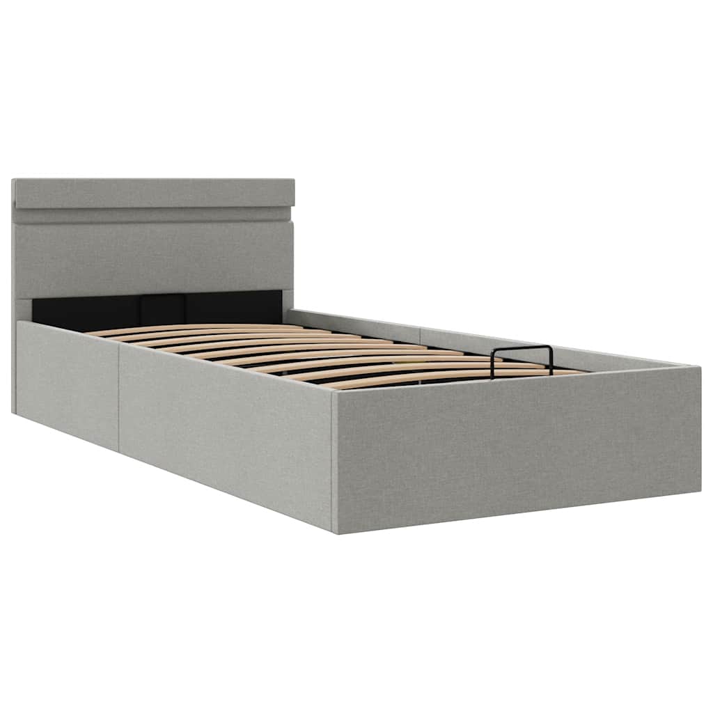 Bett mit Bettkasten Hydraulisch LED Hellgrau Stoff 100x200 cm - Premium Betten & Bettgestelle - Just €387.76! Shop now at homesales4u