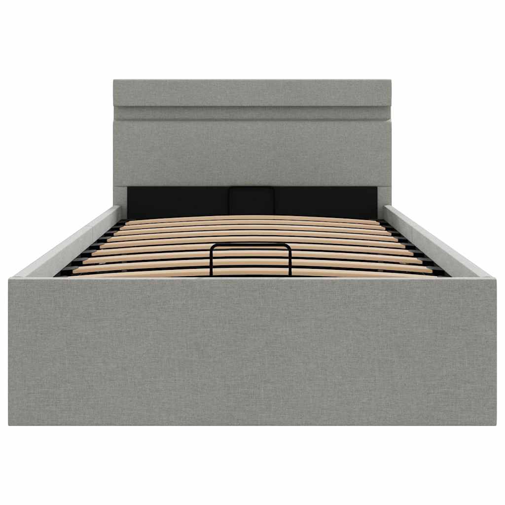 Bett mit Bettkasten Hydraulisch LED Hellgrau Stoff 100x200 cm - Premium Betten & Bettgestelle - Just €387.76! Shop now at homesales4u