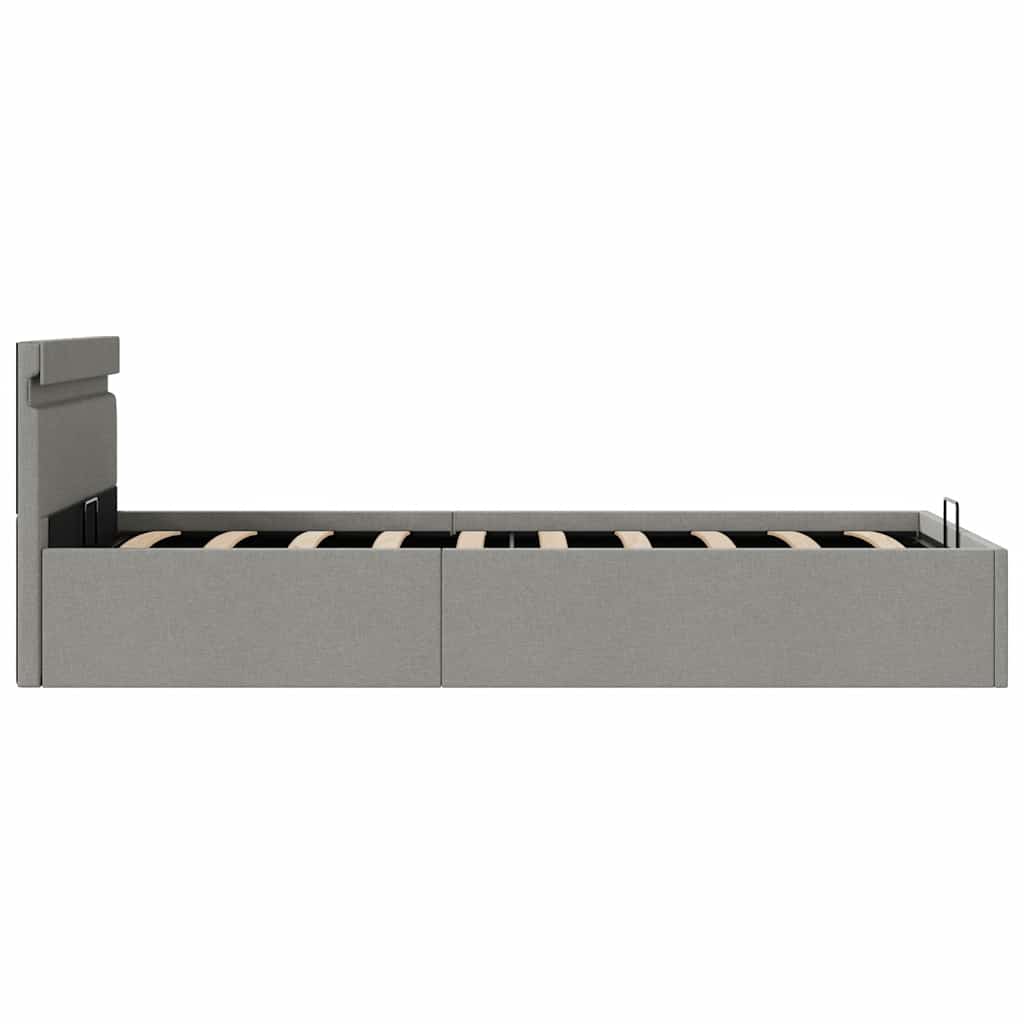 Bett mit Bettkasten Hydraulisch LED Hellgrau Stoff 100x200 cm - Premium Betten & Bettgestelle - Just €387.76! Shop now at homesales4u