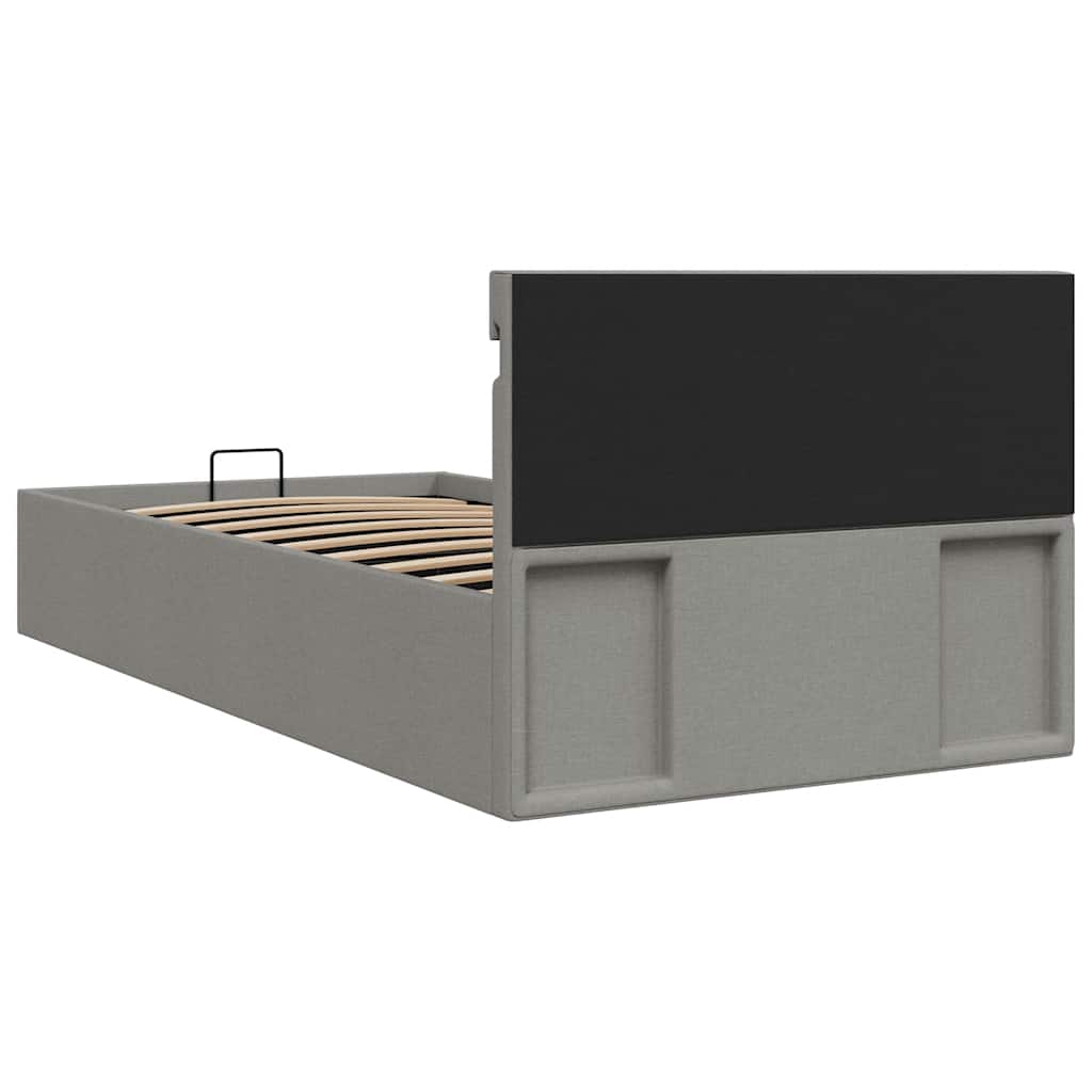 Bett mit Bettkasten Hydraulisch LED Hellgrau Stoff 100x200 cm - Premium Betten & Bettgestelle - Just €387.76! Shop now at homesales4u