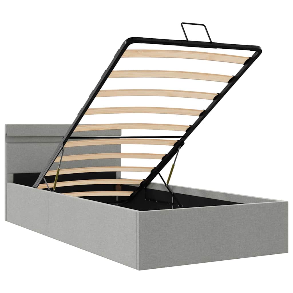 Bett mit Bettkasten Hydraulisch LED Hellgrau Stoff 100x200 cm - Premium Betten & Bettgestelle - Just €387.76! Shop now at homesales4u