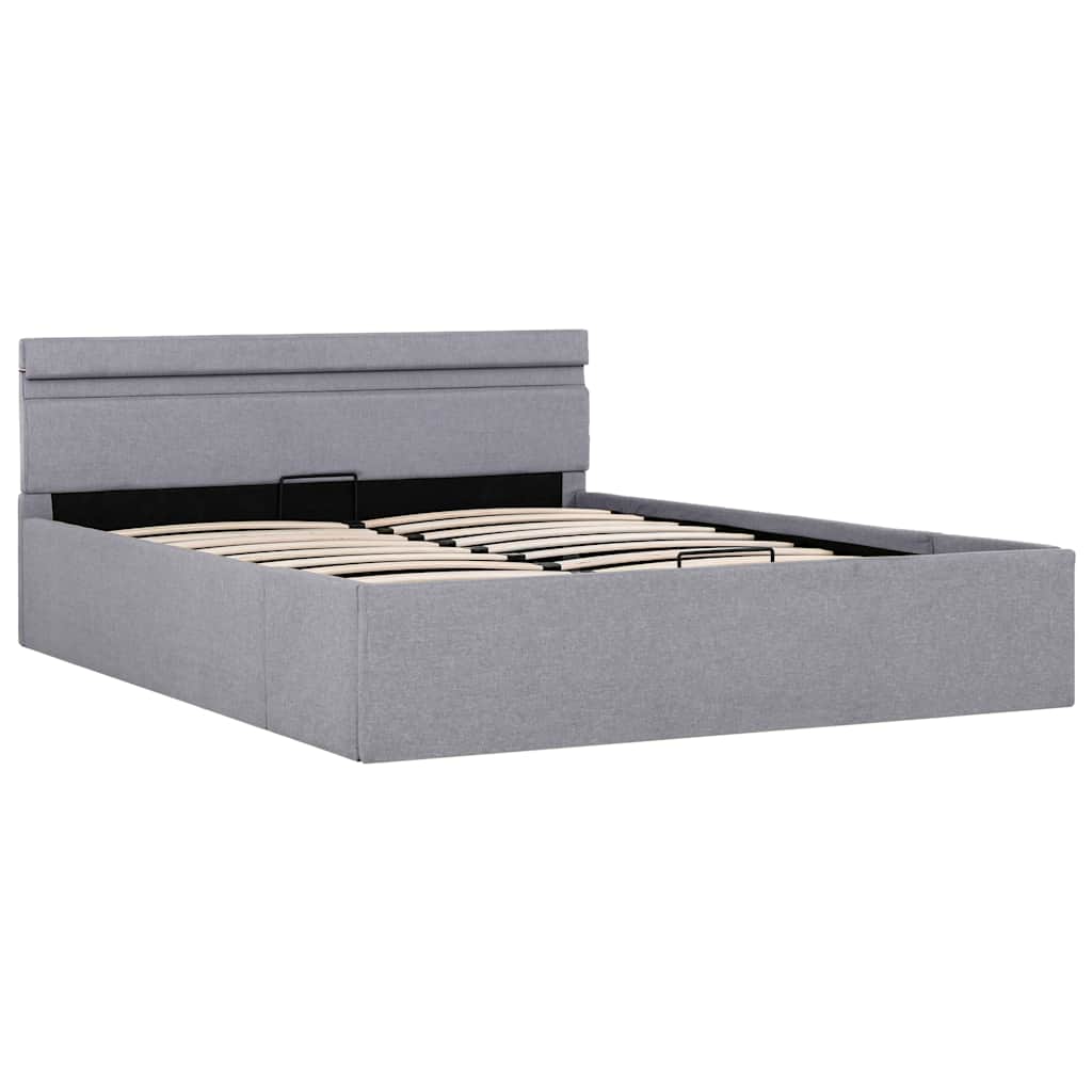 Bett mit Bettkasten Hydraulisch LED Hellgrau Stoff 140x200 cm - Premium Betten & Bettgestelle - Just €472.80! Shop now at homesales4u
