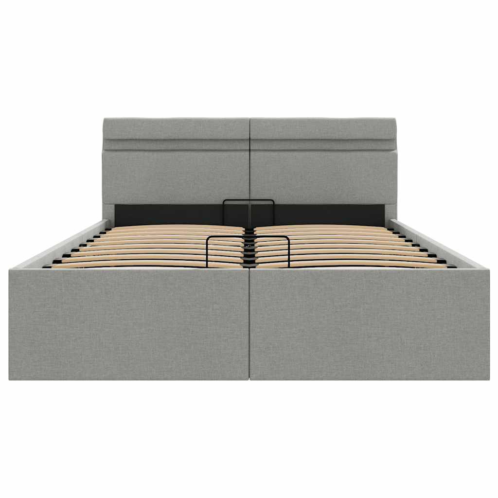 Bett mit Bettkasten Hydraulisch LED Hellgrau Stoff 140x200 cm - Premium Betten & Bettgestelle - Just €472.80! Shop now at homesales4u