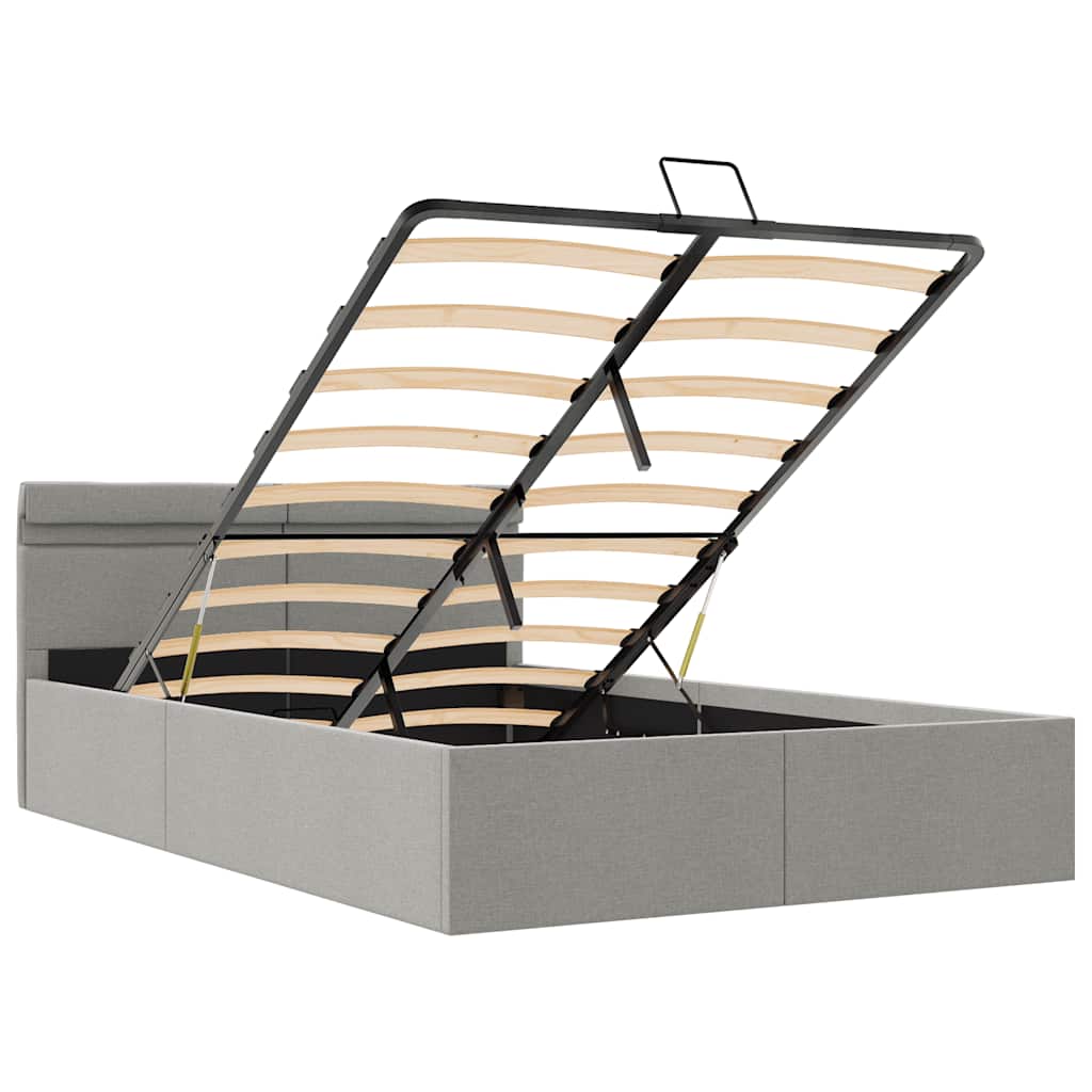 Bett mit Bettkasten Hydraulisch LED Hellgrau Stoff 140x200 cm - Premium Betten & Bettgestelle - Just €472.80! Shop now at homesales4u