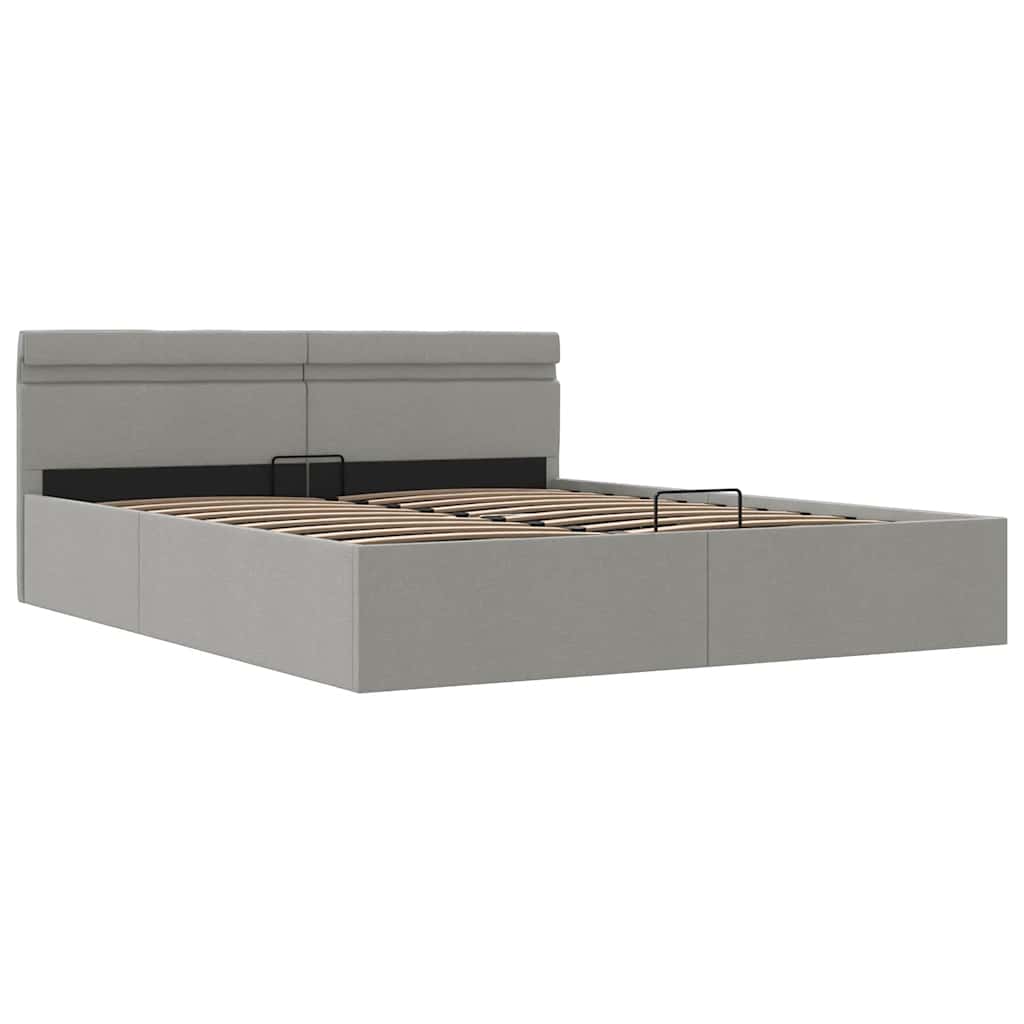 Bett mit Bettkasten Hydraulisch LED Hellgrau Stoff 160x200 cm - Premium Betten & Bettgestelle - Just €441.37! Shop now at homesales4u