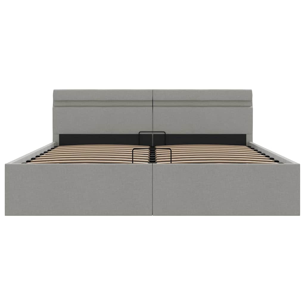 Bett mit Bettkasten Hydraulisch LED Hellgrau Stoff 160x200 cm - Premium Betten & Bettgestelle - Just €441.37! Shop now at homesales4u