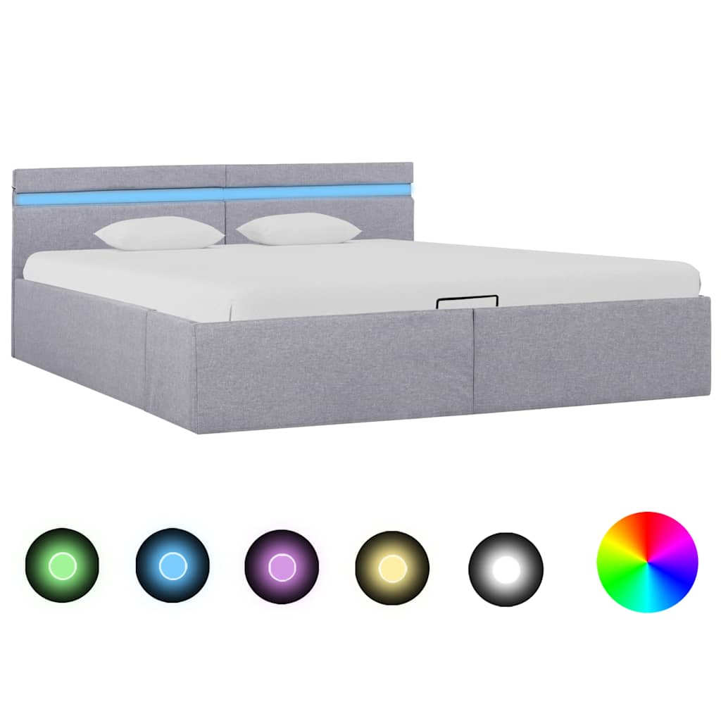 Bett mit Bettkasten Hydraulisch LED Hellgrau Stoff 180x200 cm - Premium Betten & Bettgestelle - Just €445.81! Shop now at homesales4u