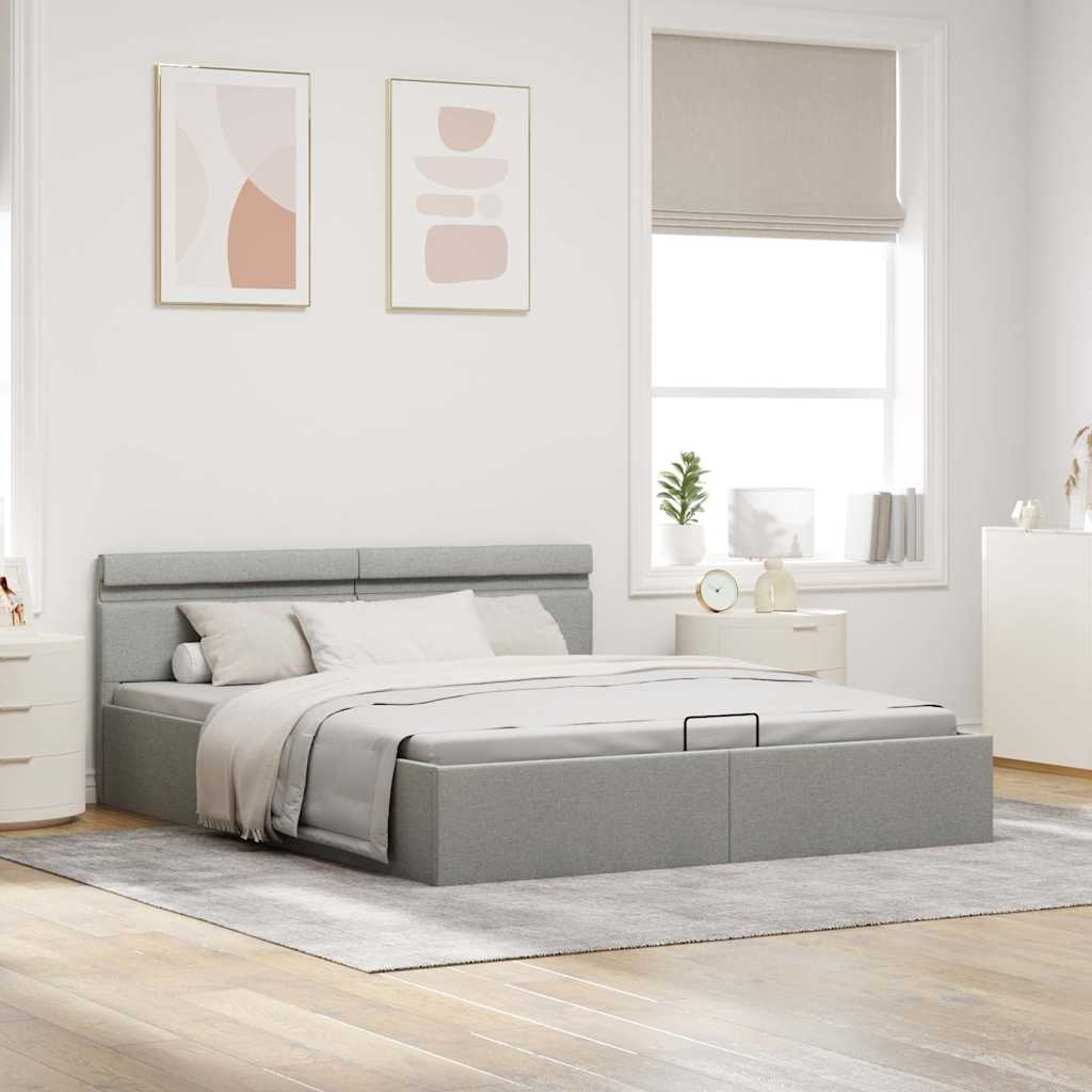 Bett mit Bettkasten Hydraulisch LED Hellgrau Stoff 180x200 cm - Premium Betten & Bettgestelle - Just €445.81! Shop now at homesales4u