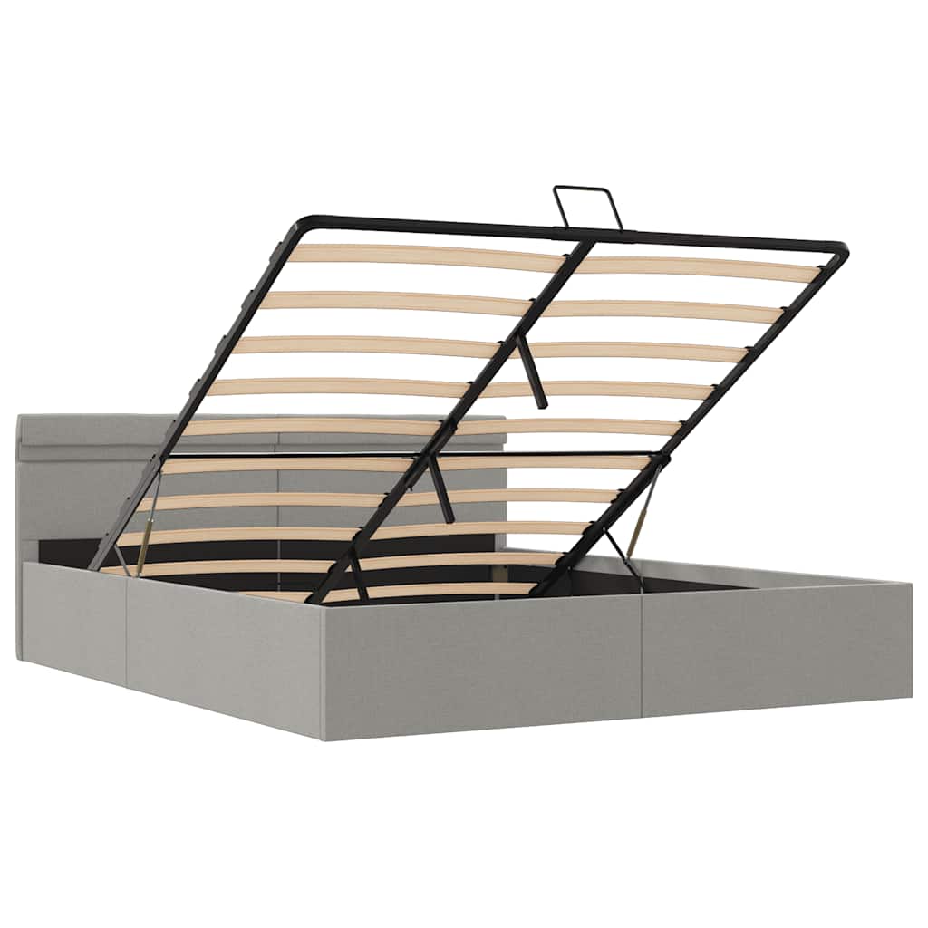 Bett mit Bettkasten Hydraulisch LED Hellgrau Stoff 180x200 cm - Premium Betten & Bettgestelle - Just €445.81! Shop now at homesales4u