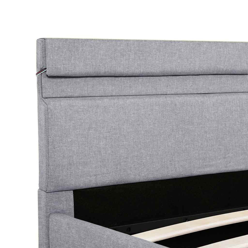 Bett mit Bettkasten Hydraulisch LED Hellgrau Stoff 180x200 cm - Premium Betten & Bettgestelle - Just €445.81! Shop now at homesales4u