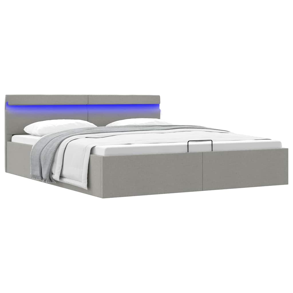 Bett mit Bettkasten Hydraulisch LED Hellgrau Stoff 180x200 cm - Premium Betten & Bettgestelle - Just €445.81! Shop now at homesales4u
