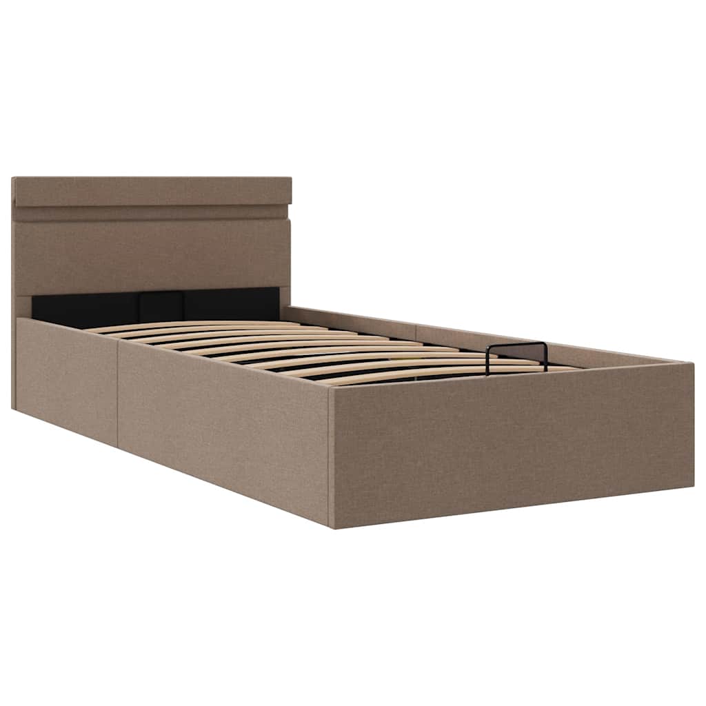 Bett mit Bettkasten Hydraulisch mit LED Taupe Stoff 90x200 cm - Premium Betten & Bettgestelle - Just €336.39! Shop now at homesales4u