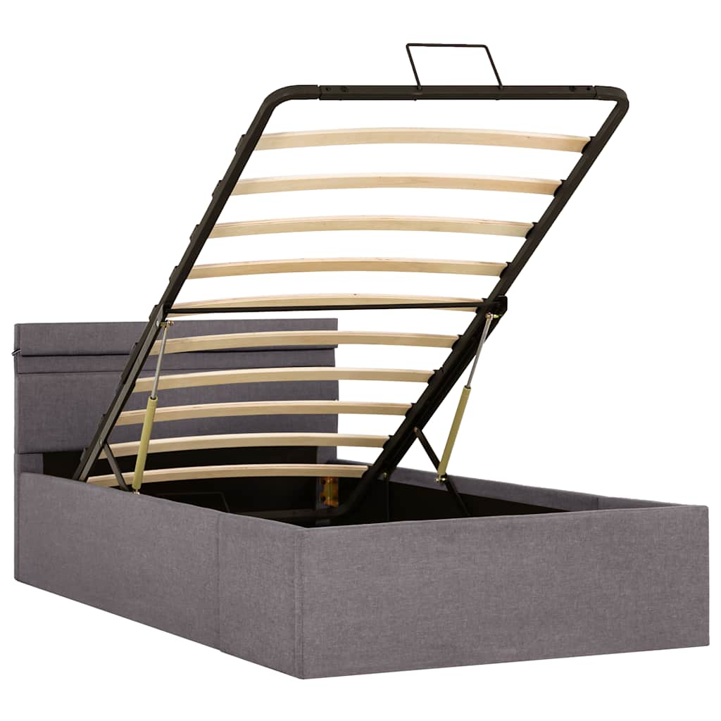 Bett mit Bettkasten Hydraulisch mit LED Taupe Stoff 90x200 cm - Premium Betten & Bettgestelle - Just €336.39! Shop now at homesales4u