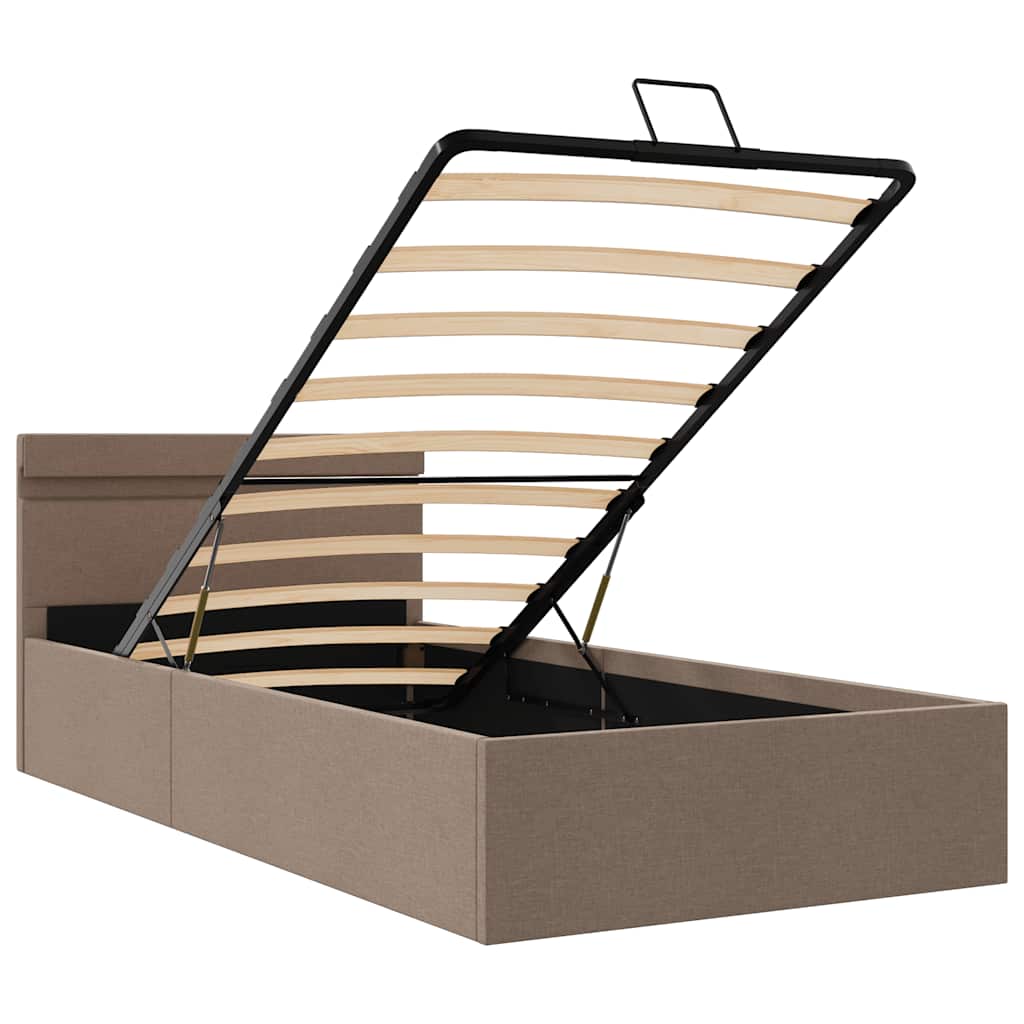 Bett mit Bettkasten Hydraulisch mit LED Taupe Stoff 90x200 cm - Premium Betten & Bettgestelle - Just €336.39! Shop now at homesales4u
