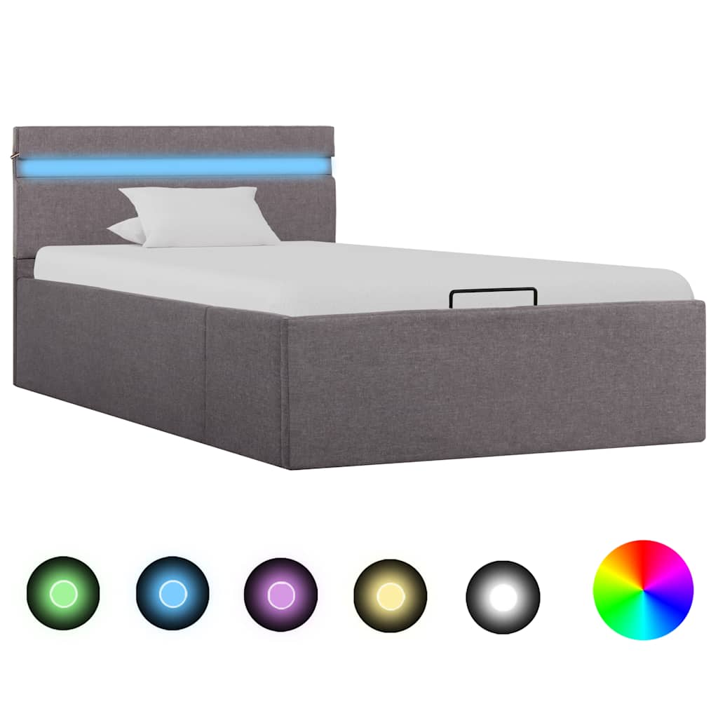 Bett mit Bettkasten Hydraulisch mit LED Taupe Stoff 100x200 cm - Premium Betten & Bettgestelle - Just €394.87! Shop now at homesales4u