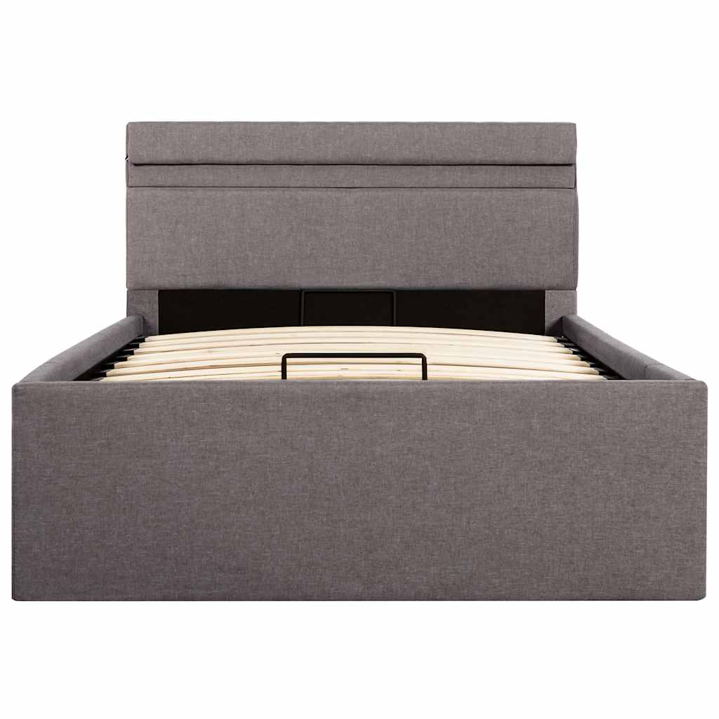 Bett mit Bettkasten Hydraulisch mit LED Taupe Stoff 100x200 cm - Premium Betten & Bettgestelle - Just €394.87! Shop now at homesales4u