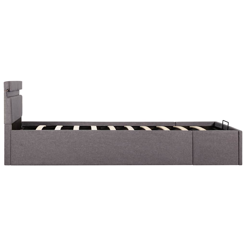 Bett mit Bettkasten Hydraulisch mit LED Taupe Stoff 100x200 cm - Premium Betten & Bettgestelle - Just €394.87! Shop now at homesales4u
