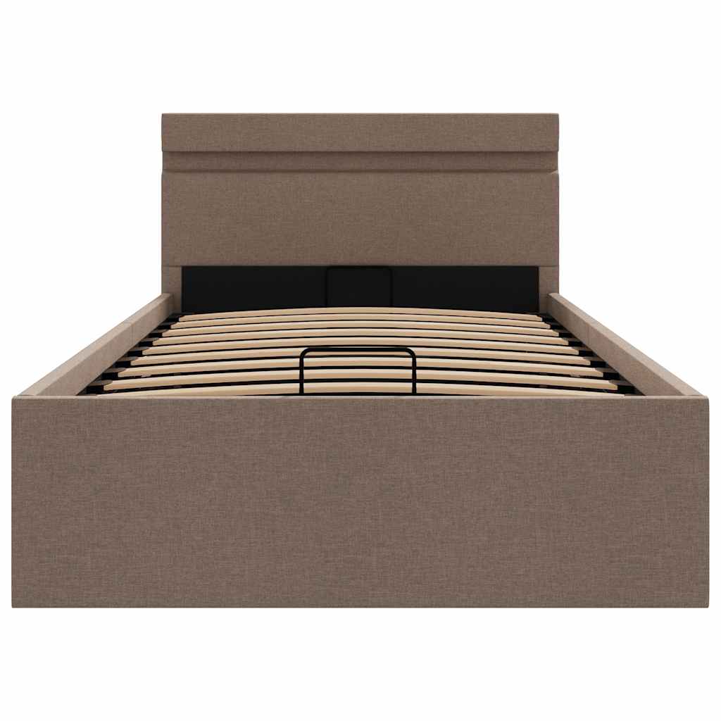 Bett mit Bettkasten Hydraulisch mit LED Taupe Stoff 100x200 cm - Premium Betten & Bettgestelle - Just €394.87! Shop now at homesales4u