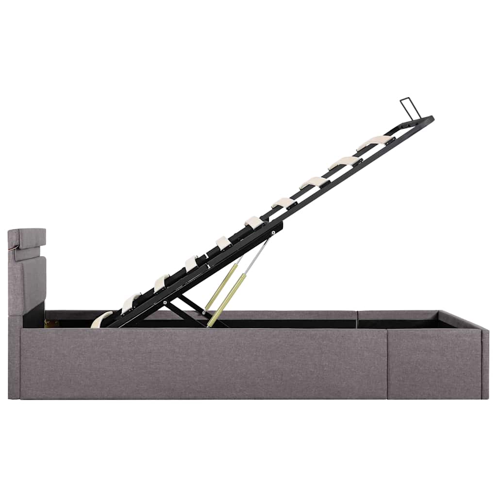 Bett mit Bettkasten Hydraulisch mit LED Taupe Stoff 100x200 cm - Premium Betten & Bettgestelle - Just €394.87! Shop now at homesales4u