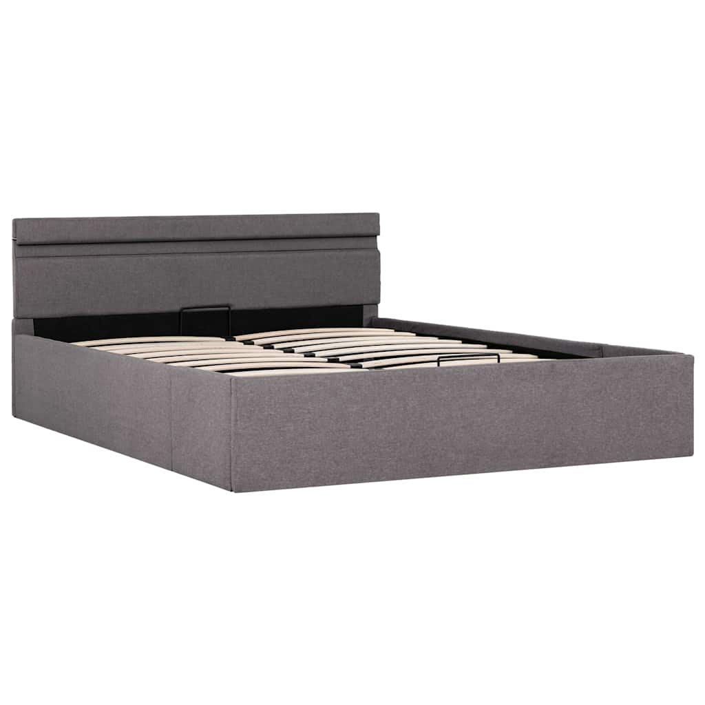 Bett mit Bettkasten Hydraulisch mit LED Taupe Stoff 120x200 cm - Premium Betten & Bettgestelle - Just €519.69! Shop now at homesales4u