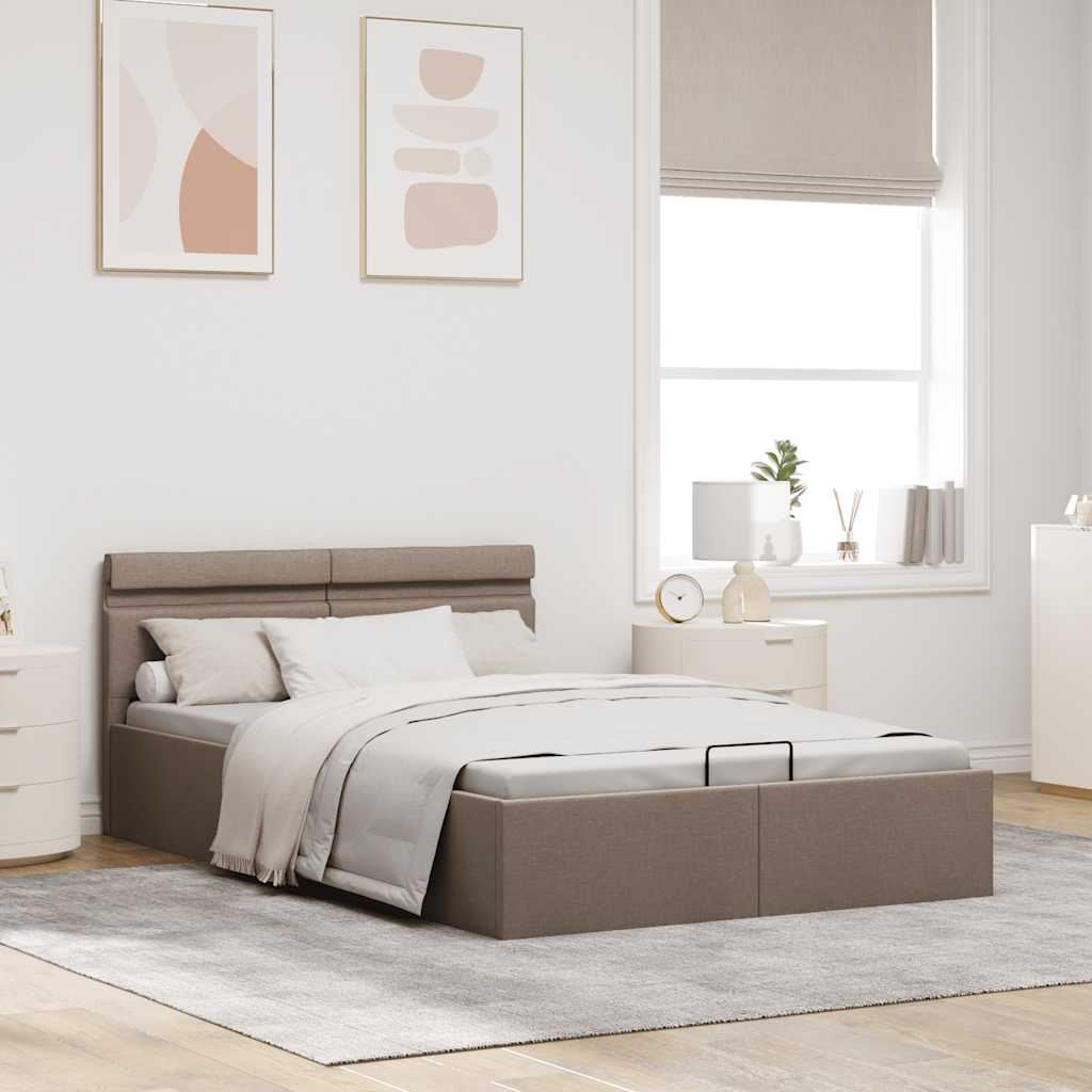 Bett mit Bettkasten Hydraulisch mit LED Taupe Stoff 120x200 cm - Premium Betten & Bettgestelle - Just €519.69! Shop now at homesales4u