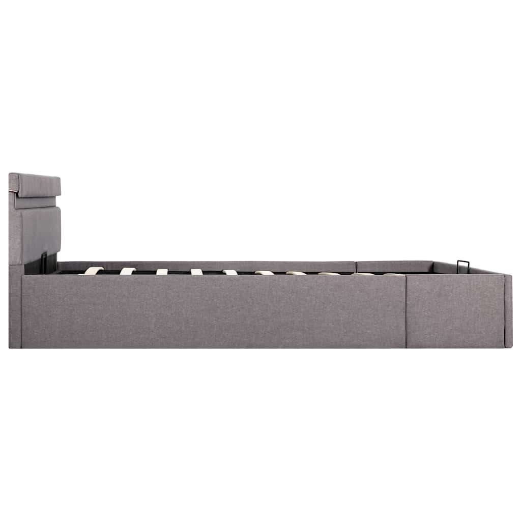 Bett mit Bettkasten Hydraulisch mit LED Taupe Stoff 120x200 cm - Premium Betten & Bettgestelle - Just €519.69! Shop now at homesales4u