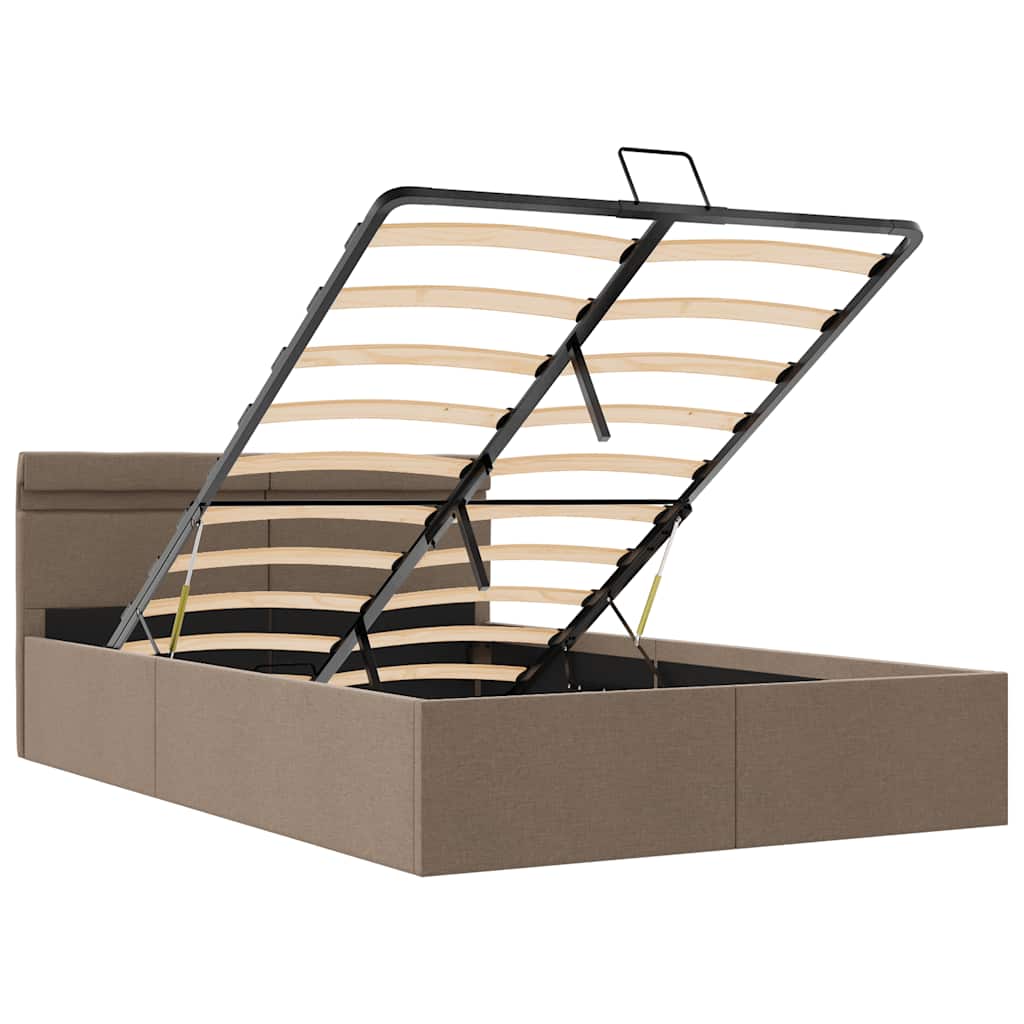 Bett mit Bettkasten Hydraulisch mit LED Taupe Stoff 120x200 cm - Premium Betten & Bettgestelle - Just €519.69! Shop now at homesales4u