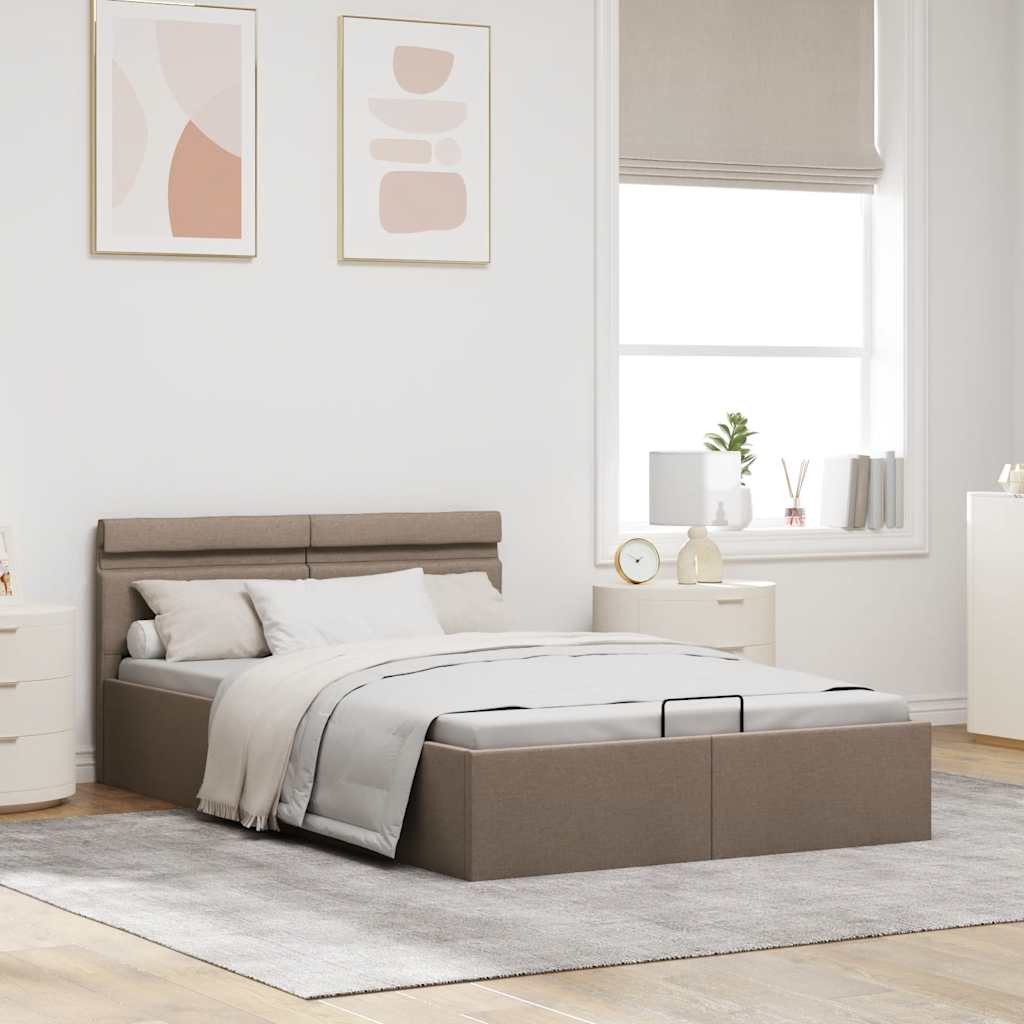 Bett mit Bettkasten Hydraulisch mit LED Taupe Stoff 140x200 cm - Premium Betten & Bettgestelle - Just €472.80! Shop now at homesales4u