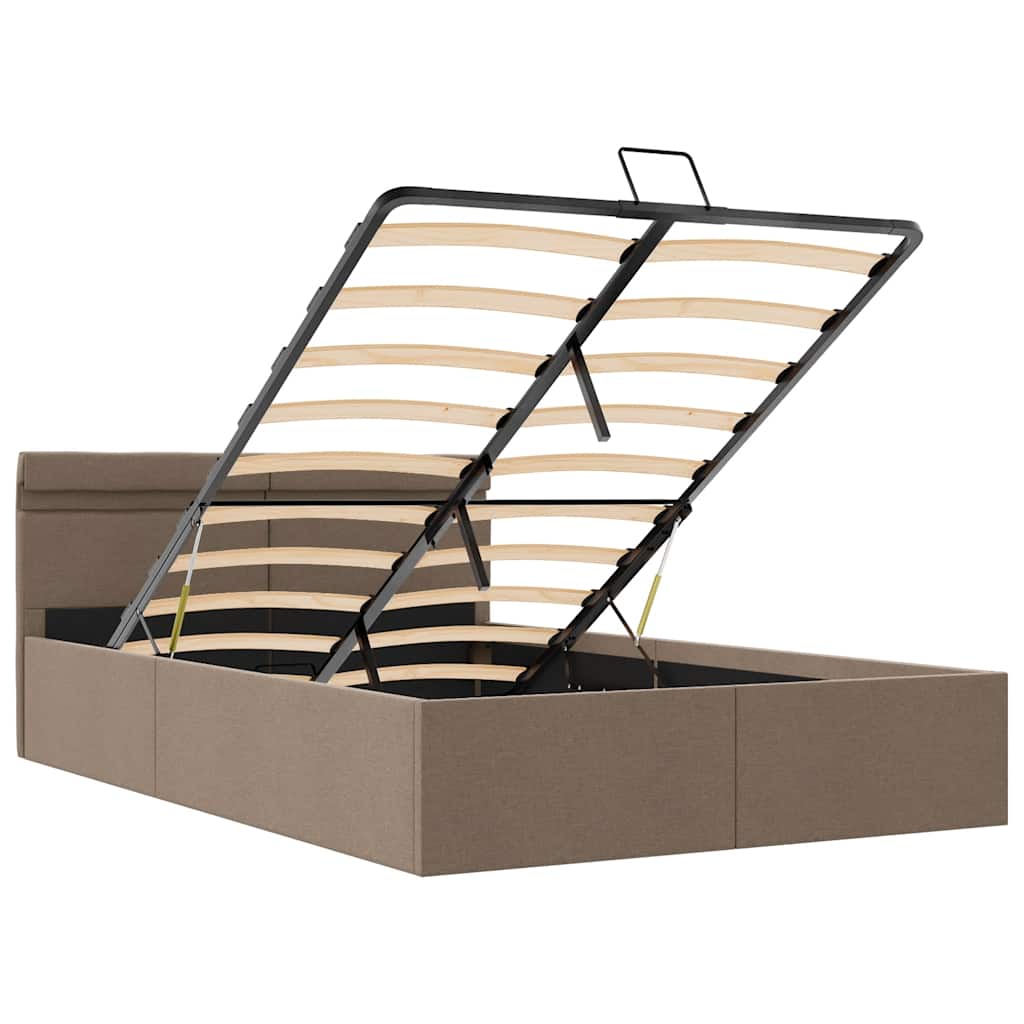 Bett mit Bettkasten Hydraulisch mit LED Taupe Stoff 140x200 cm - Premium Betten & Bettgestelle - Just €472.80! Shop now at homesales4u