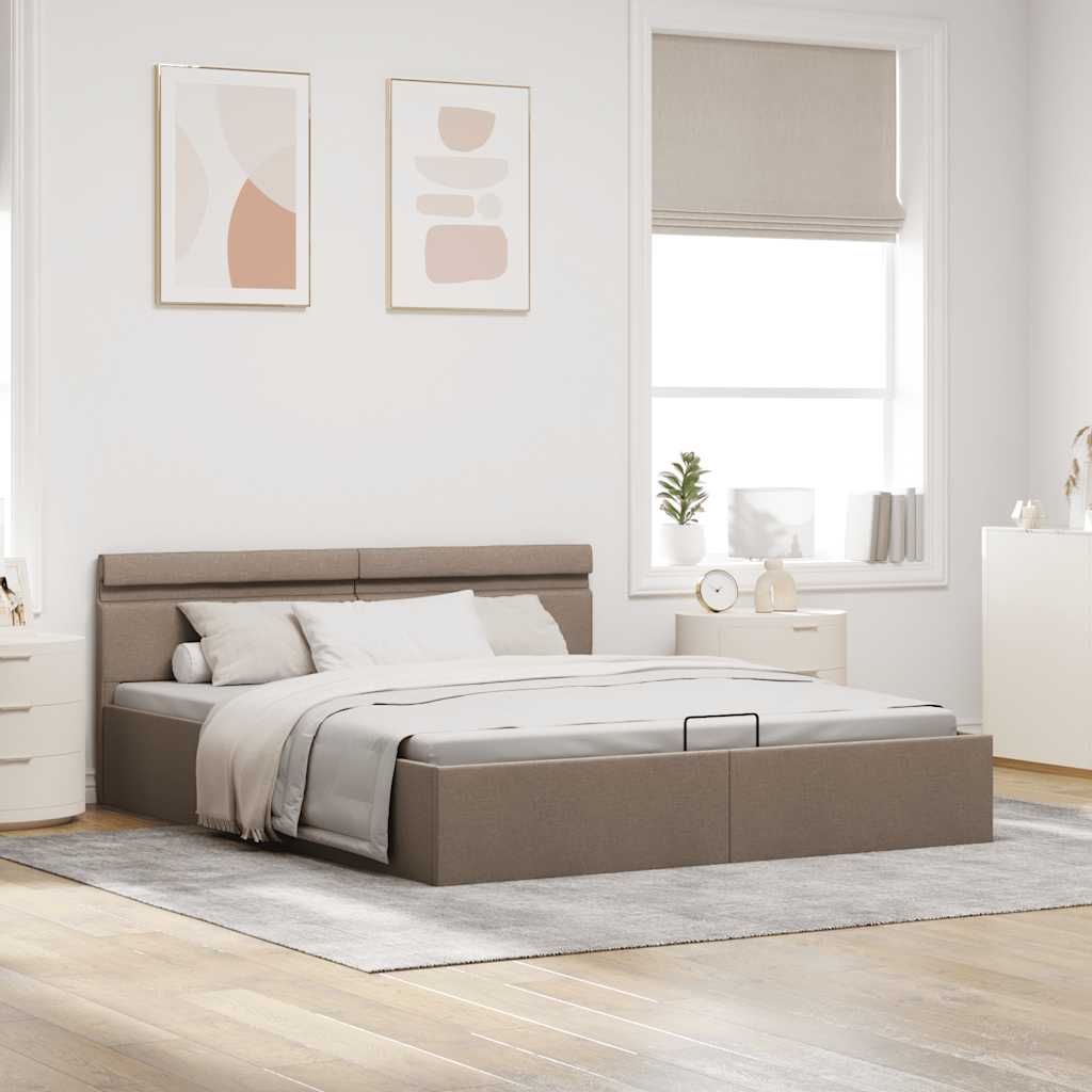 Bett mit Bettkasten Hydraulisch mit LED Taupe Stoff 160x200 cm - Premium Betten & Bettgestelle - Just €450.70! Shop now at homesales4u