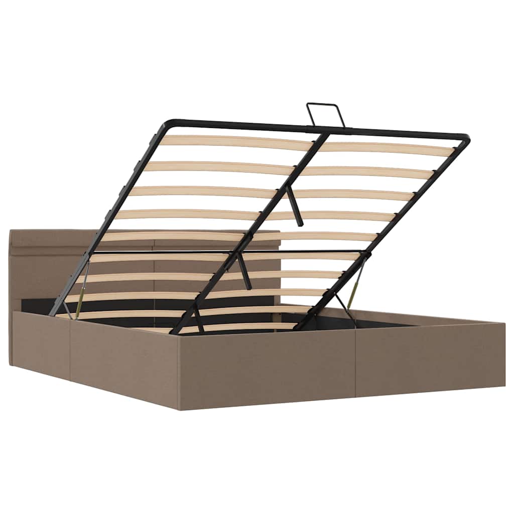 Bett mit Bettkasten Hydraulisch mit LED Taupe Stoff 160x200 cm - Premium Betten & Bettgestelle - Just €450.70! Shop now at homesales4u