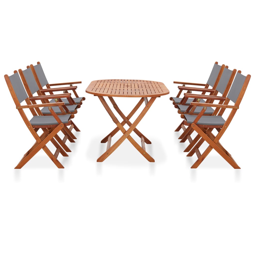 7-tlg. Garten-Essgruppe Eukalyptus Massivholz und Textilene - Premium Gartenmöbel-Sets - Just €706.07! Shop now at homesales4u