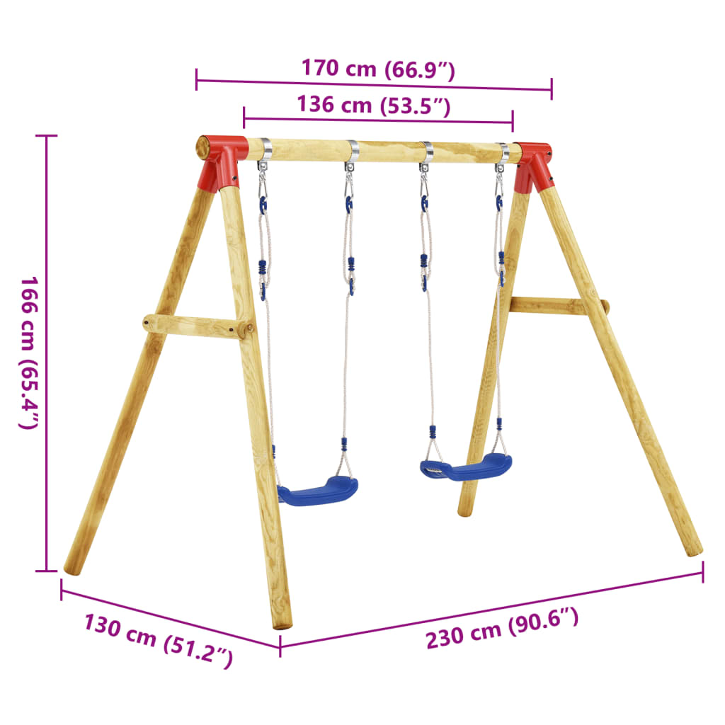 Schaukelgestell 230 x 130 x 166 cm Kiefernholz - Premium Schaukeln & Spieltürme - Just €207.64! Shop now at homesales4u