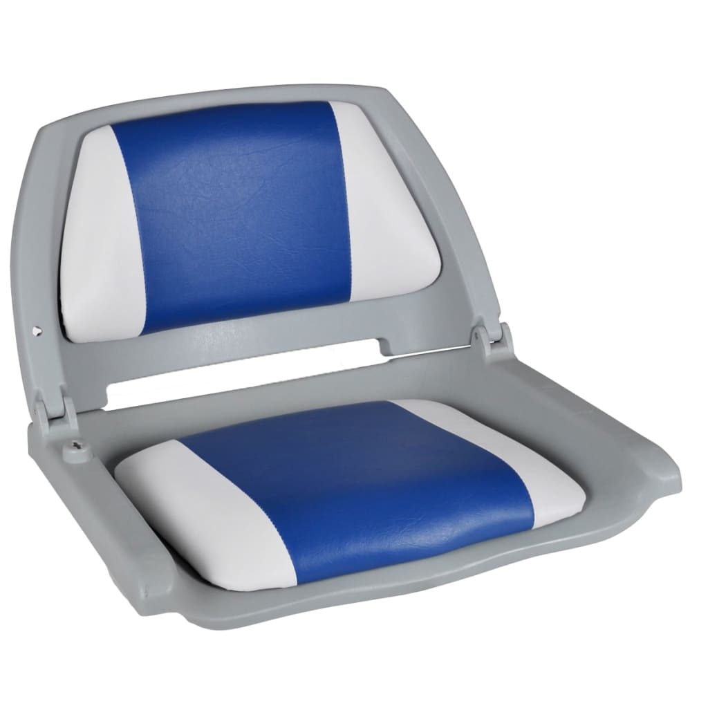 Bootssitze 2 Stk. Klappbare Rückenlehne Mit Blau-Weißem Kissen - Premium Segelboot-Zubehör - Just €190.67! Shop now at homesales4u