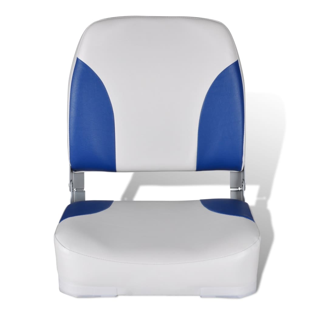 Bootssitze 2 Stk. Klappbare Rückenlehne Mit Blau-Weißem Kissen - Premium Segelboot-Zubehör - Just €156.85! Shop now at homesales4u