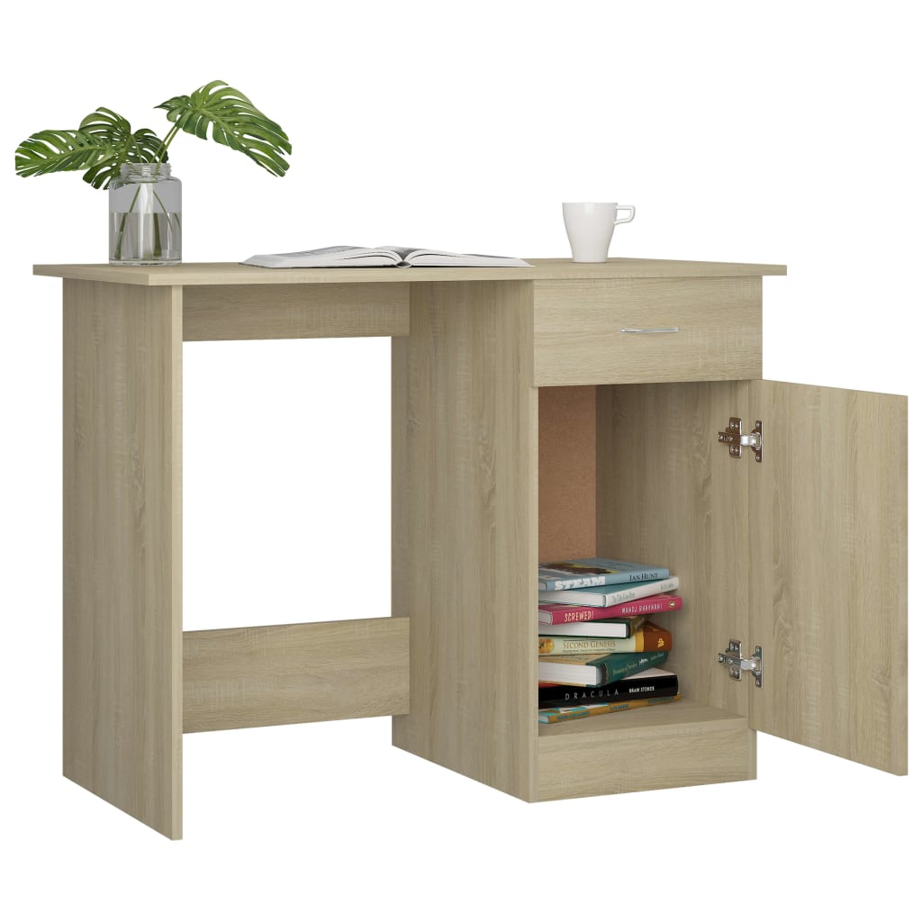Schreibtisch Sonoma-Eiche 100x50x76 cm Holzwerkstoff - Premium Schreibtische - Just €104.80! Shop now at homesales4u