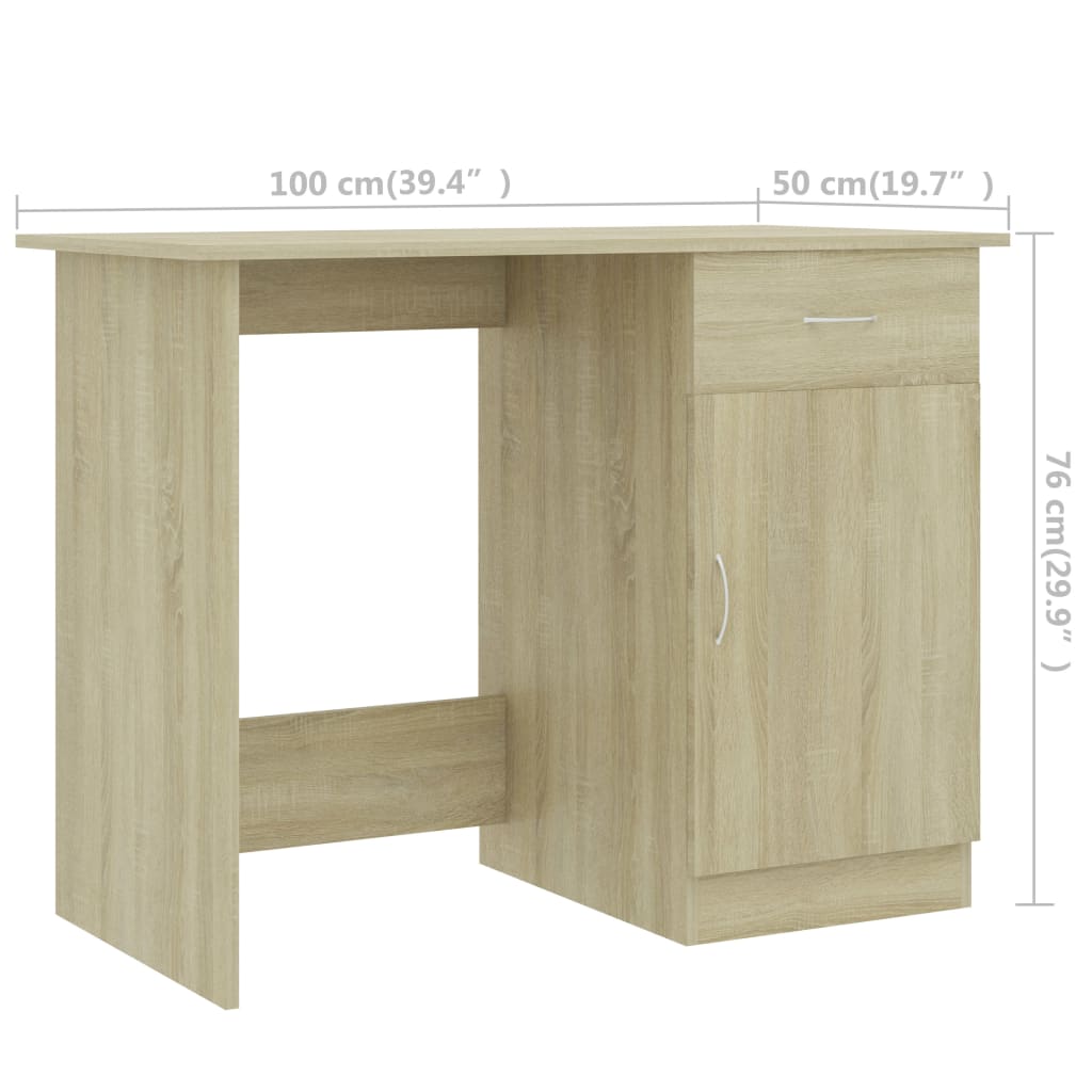 Schreibtisch Sonoma-Eiche 100x50x76 cm Holzwerkstoff - Premium Schreibtische - Just €104.80! Shop now at homesales4u