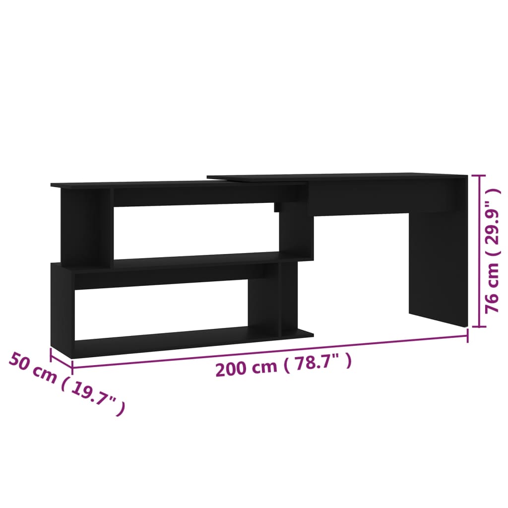 Eckschreibtisch Schwarz 200x50x76 cm Holzwerkstoff - Premium Schreibtische - Just €121.68! Shop now at homesales4u