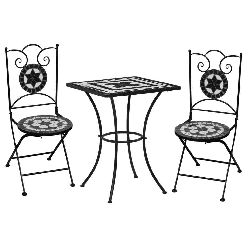3-tlg. Bistro-Set Mosaik Keramik Schwarz und Weiß - Premium Gartenmöbel-Sets - Just €308.27! Shop now at homesales4u