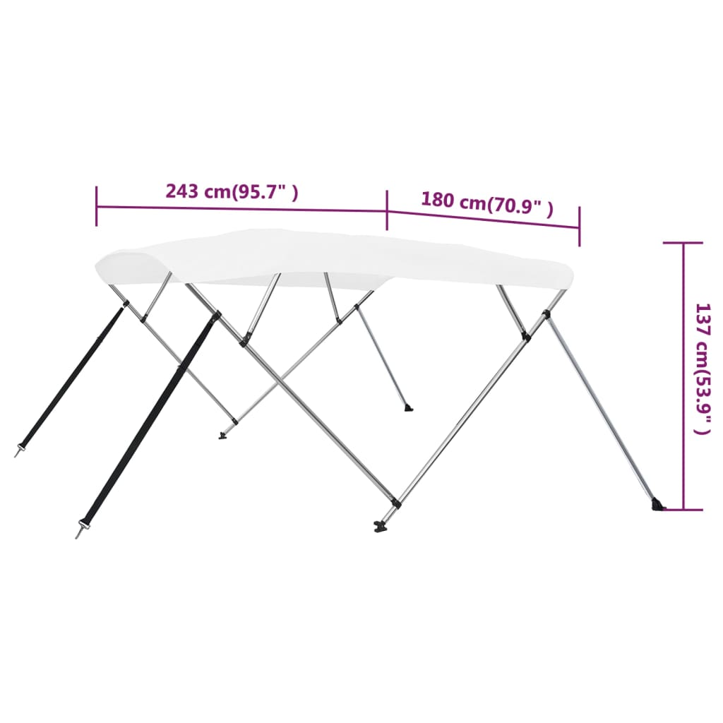 4-Bow Bimini Top Weiß 243x180x137 cm - Premium Bootspersenninge & Bootsplanen - Just €237.65! Shop now at homesales4u