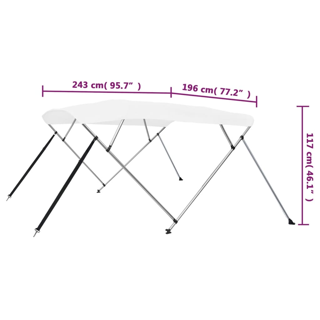 4-Bow Bimini Top Weiß 243x196x137 cm - Premium Bootspersenninge & Bootsplanen - Just €228.56! Shop now at homesales4u