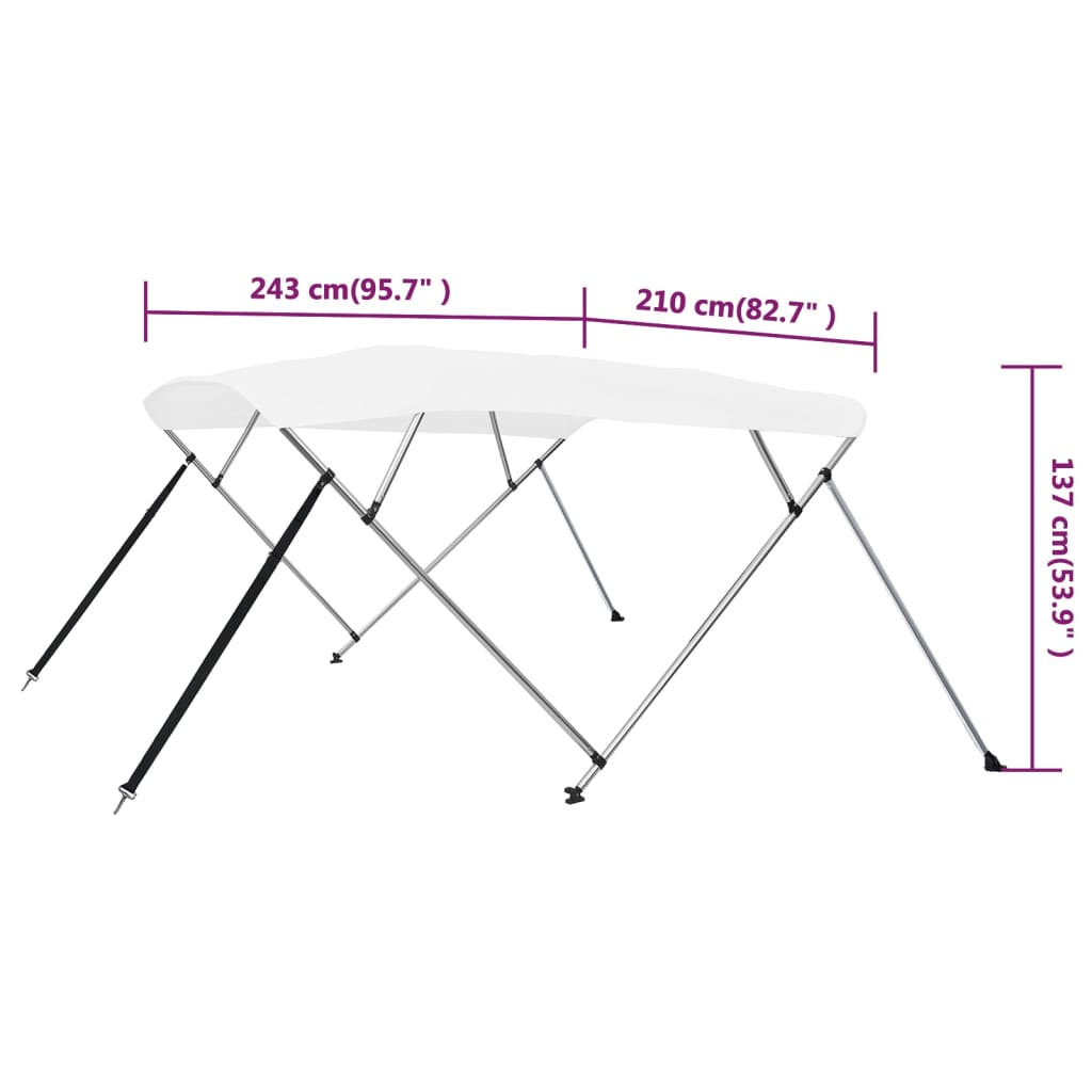 4-Bow Bimini Top Weiß 243x210x137 cm - Premium Bootspersenninge & Bootsplanen - Just €233.65! Shop now at homesales4u