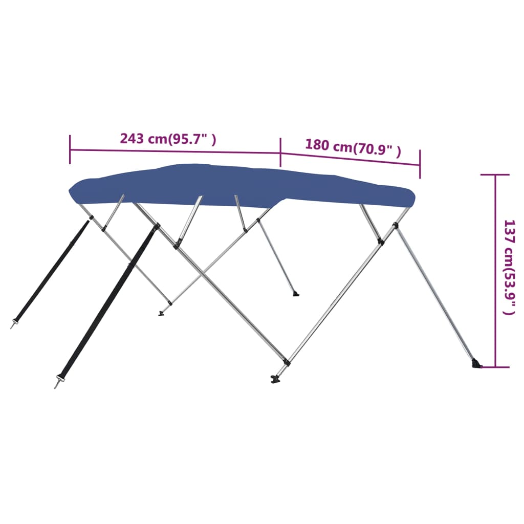 4-Bow Bimini Top Blau 243x180x137 cm - Premium Bootspersenninge & Bootsplanen - Just €253.35! Shop now at homesales4u