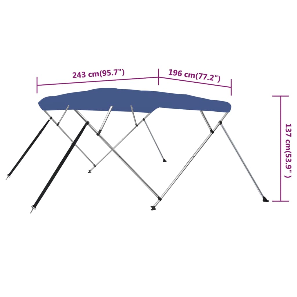 4-Bow Bimini Top Blau 243x196x137 cm - Premium Bootspersenninge & Bootsplanen - Just €232.42! Shop now at homesales4u
