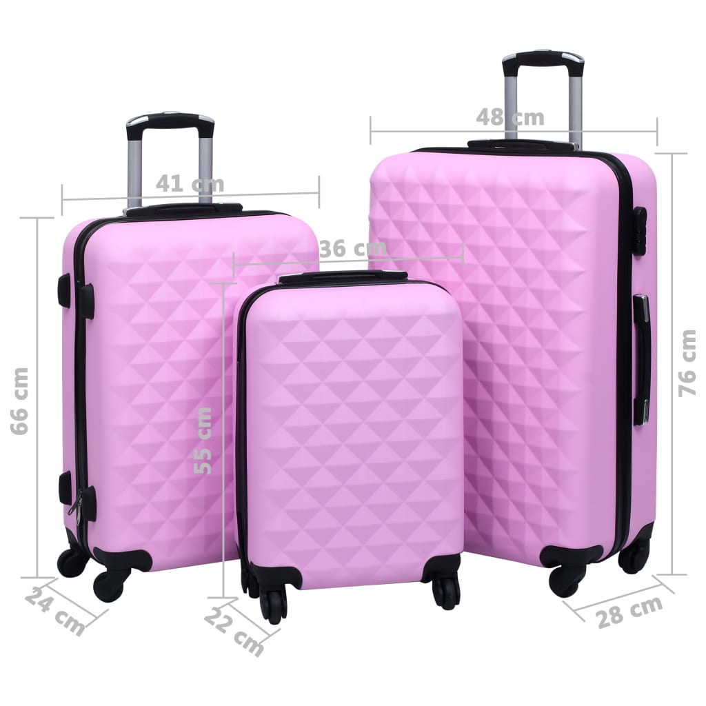 Hartschalen-Trolley-Set 3 Stk. Rosa ABS - Premium Reisekoffer - Just €178.89! Shop now at homesales4u
